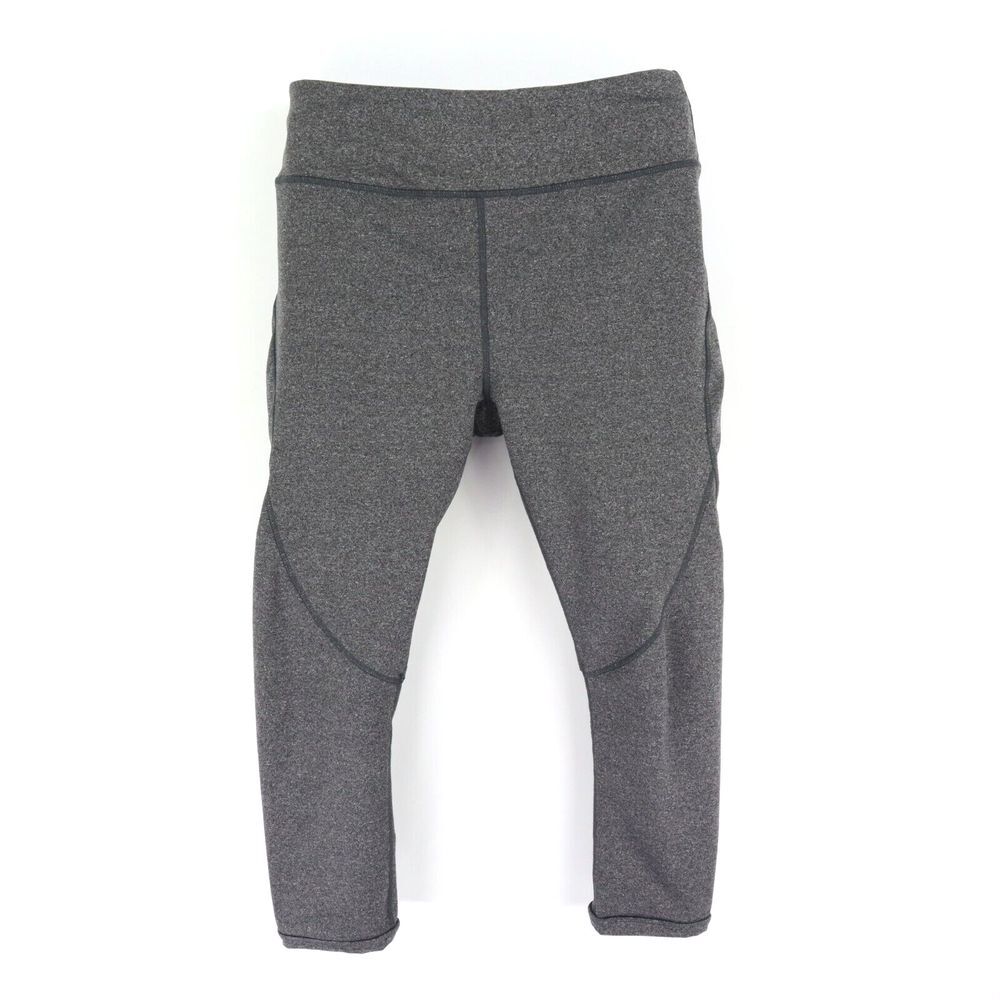Avia Activewear Capri Leggings Womens Sz M Gray Heathered Elastic Waist Stretch
